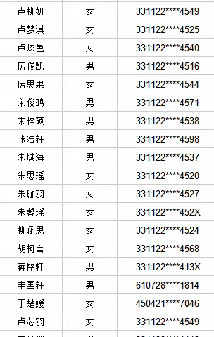 缙云县左库小学2023学年一年级新生录取名单公示