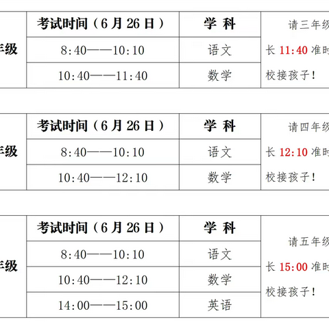 岱山小学期末质量监测时间安排及假期安全温馨提示