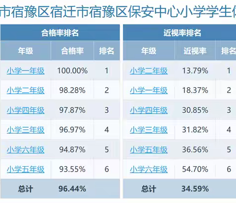 宿豫区保安小学体育课表公示及2025年度体质健康、近视率排名