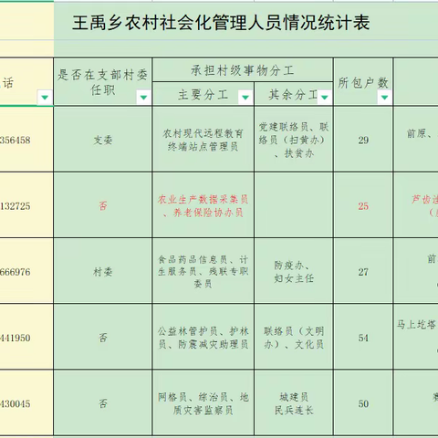 王禹乡原西沟村社会化管理人员岗位职责