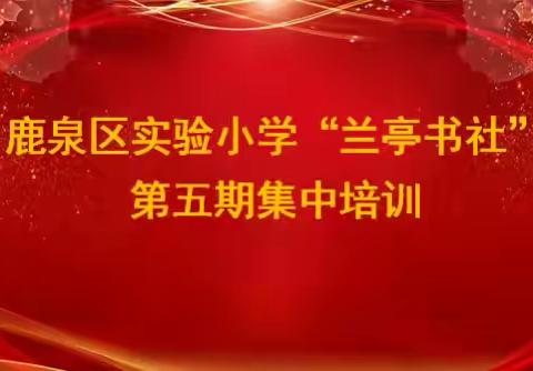 翰墨凝香 笔韵飞扬—鹿泉区实验小学“兰亭书社”第五期集中培训