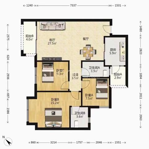 🔥龙光玖龙府产权85，带80平花园，带车位，套三双卫，59.8万☎️：67176-68566