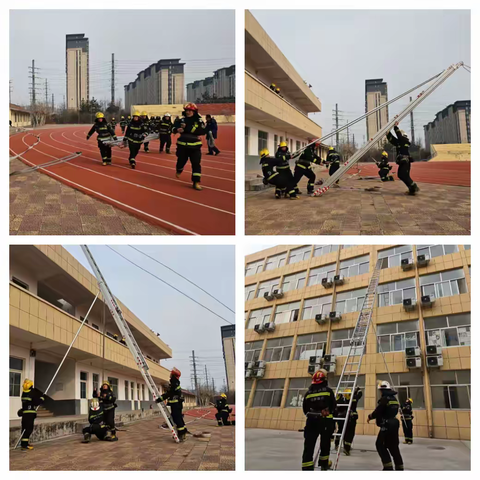 【临沂支队】莒南大队庆丰路消防救援站开展十五米金属拉梯实战化演练