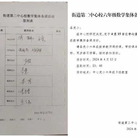 平邑街道第二中心校六年级数学下册鸽巢问题集体备课活动