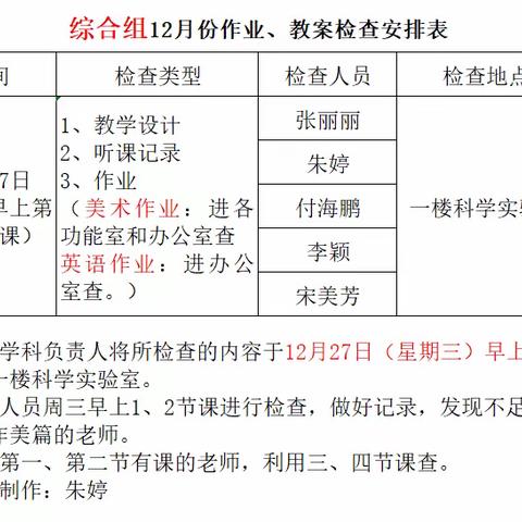 【实二  教学】综合组12月份教案检查