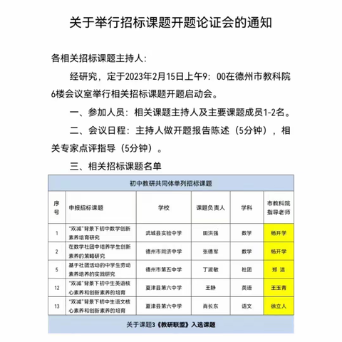 促进教育高质量发展，提升教师教研水平——我校三个课题入选市教科院招标课题
