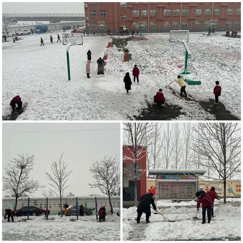 瑞雪纷飞满校园，清雪除冰保平安——王敬屯中学开展校园除雪行动