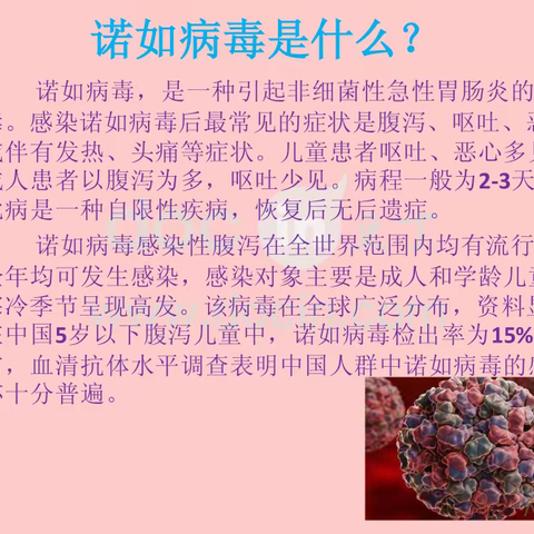 诺如病毒感染性腹泻病的防治