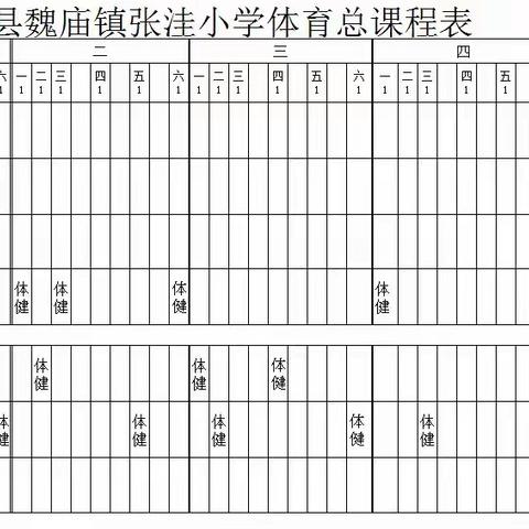 沛县魏庙镇张洼小学体育总课程表及其他公示内容