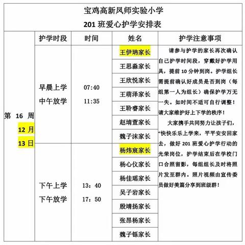 冬日天寒“护学暖”——凤小201班护学记