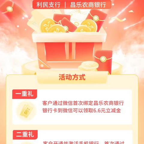 昌乐农商银行利民支行开展微信绑卡领立减金活动