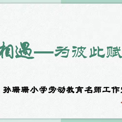 相遇，为彼此赋能——孙珊珊小学劳动教育名师工作室工作汇报【2024年第1期】