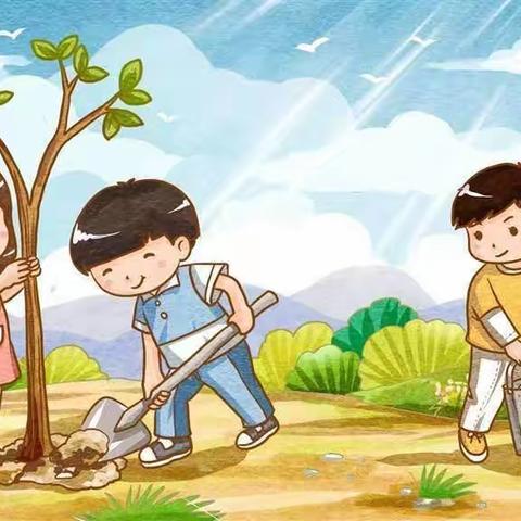 我们一起“趣植树”      ——金龙乡第二幼儿园植树节系列活动