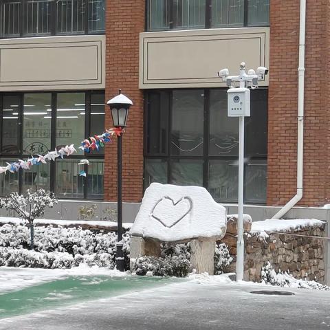 初雪下的校园