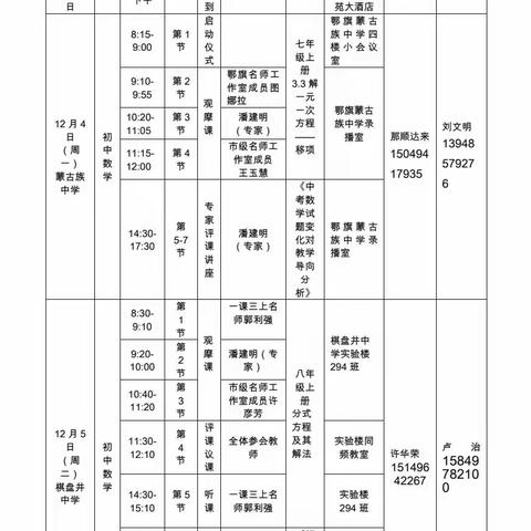 鄂托克旗初中数学名师工作室专家入室指导暨名师工作室送教入校活动