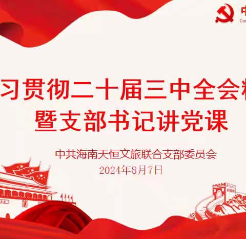 海南天恒文旅联合党支部组织学习贯彻党的二十届三中全会精神暨支部书记讲党课党日活动