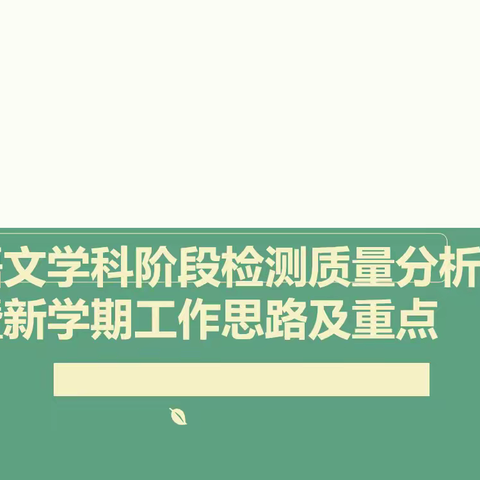 “教”引共学，“研”促成长——民安路小学语文学科阶段检测质量分析会