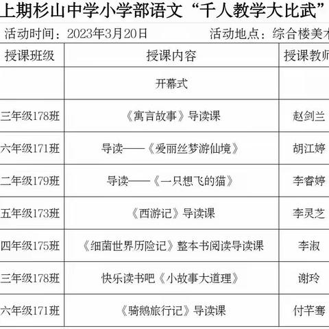 落实“双减”赛成长 共研课标树新风——杉山中学举办2023年“千人教学大比武”小学语文专场选拔赛