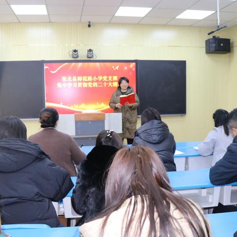张北县师落路小学党支部集中学习贯彻党的二十大精神