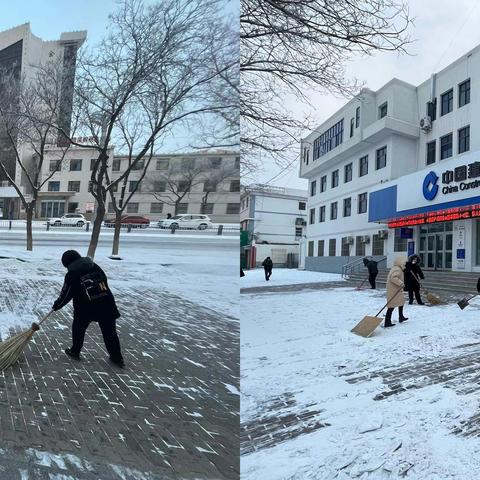 金川路支行联合国际业务部积极组织“扫雪除冰”行动