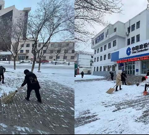 金川路支行联合国际业务部积极组织“扫雪除冰”行动