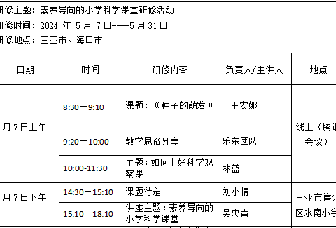 小学科学林蓝工作室研修活动暨崖州科学实验区指导工作