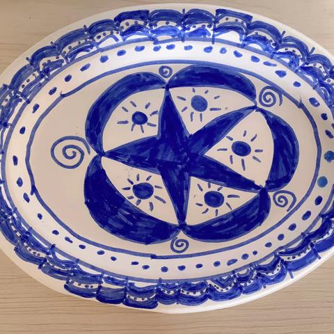 大二班青花瓷盘作品