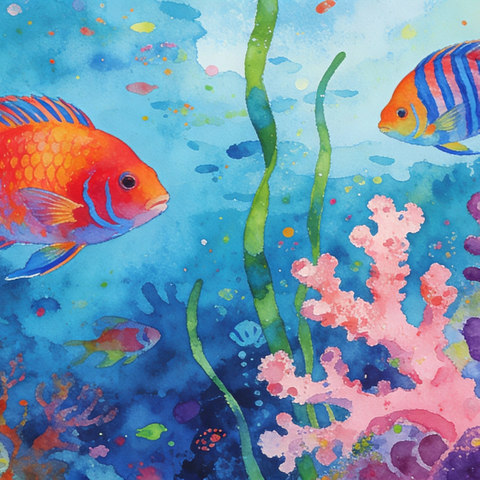 《海底世界》 ﻿水油分离画活动记录