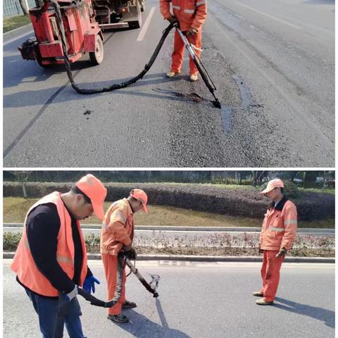 除险保安，我们在行动，区公路服务中心加强路面小修保养