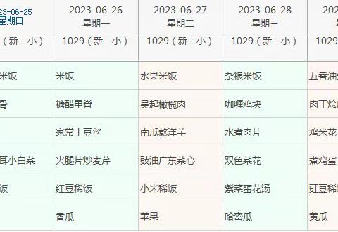 延安市新区第一小学第二十周学生食谱