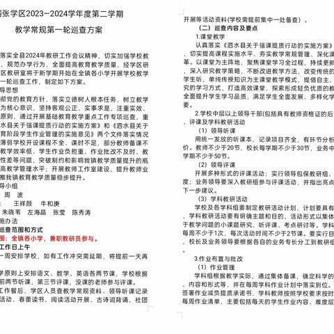 以检查促规范    以规范促提升 --泗张学区教学常规巡查 （明德小学站）