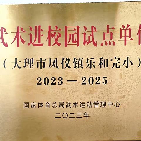 乐和完小喜获武术进校园试点单位授牌