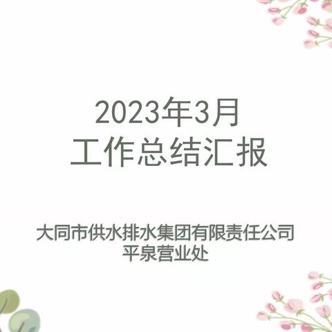 平泉营业处2023年3月工作汇报