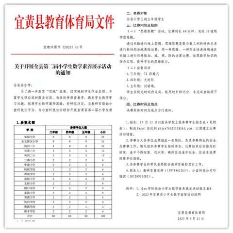 以赛促学提素养  数学韵美激智趣——宜黄县第二届小学生数学素养大赛