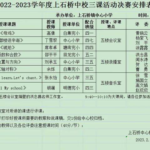 一路成长，一路修行——上石桥中心校2022年度“三课活动”决赛