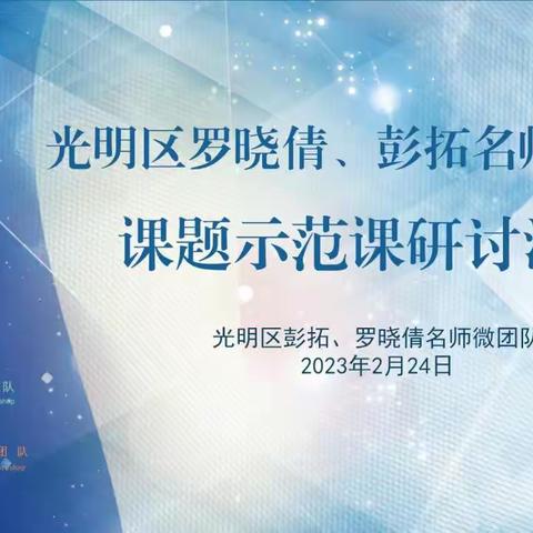 名师示范引领   提质深耕课堂      ——光明区罗晓倩、彭拓名师微团队课题示范课研讨活动