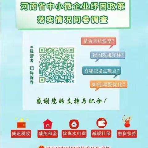 【商城县卫健委助力优化营商环境】河南省中小微企业纾困政策落实情况问卷调查开始啦！
