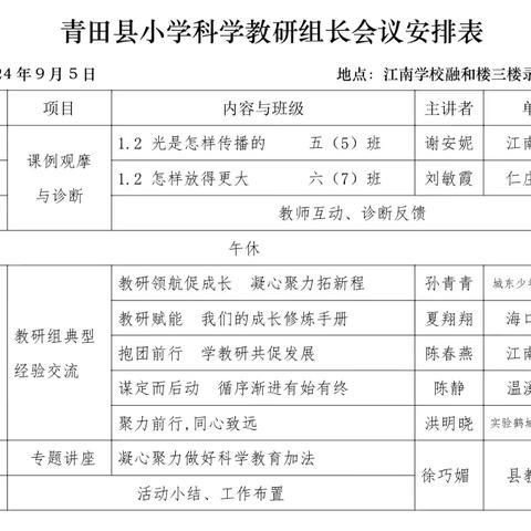 集团队智慧  做科学教育加法——县小学科学教研组长会议在江南实验学校召开