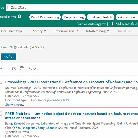 【EI检索通知 | FRSE 2023】会议论文集已完成EI检索