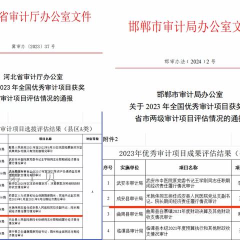 喜报！成安审计2023年度再上台阶 收获国家、省、市、县多项荣誉