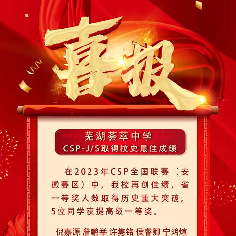 勇立潮头敢为先，奋楫扬帆谋新篇——芜湖荟萃中学CSP-J/S赛事取得校史最佳成绩