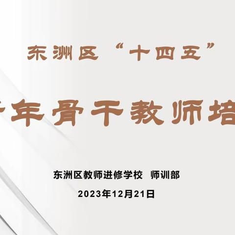 助“青”聚力   逐梦前行 ——东洲区“十四五”中小学青年骨干教师培训