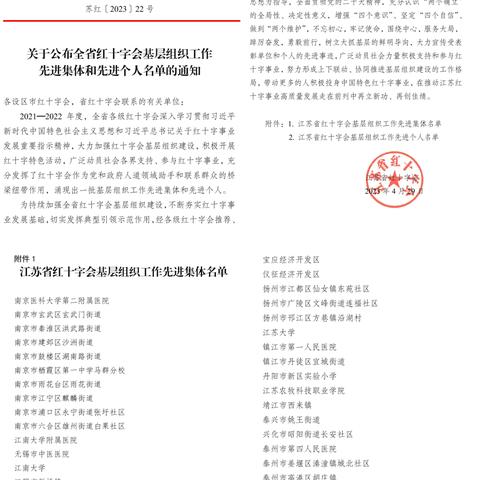 “生命教育，救在身边”——市钟吾初中荣获“江苏省红十字会基层工作先进集体”称号