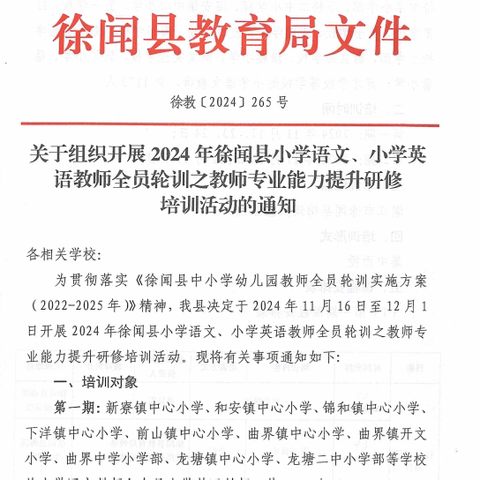 “共研共进，共享智慧”——2024年徐闻县小学语文、小学英语教师全员轮训之教师专业能力提升研修第一期培训活动