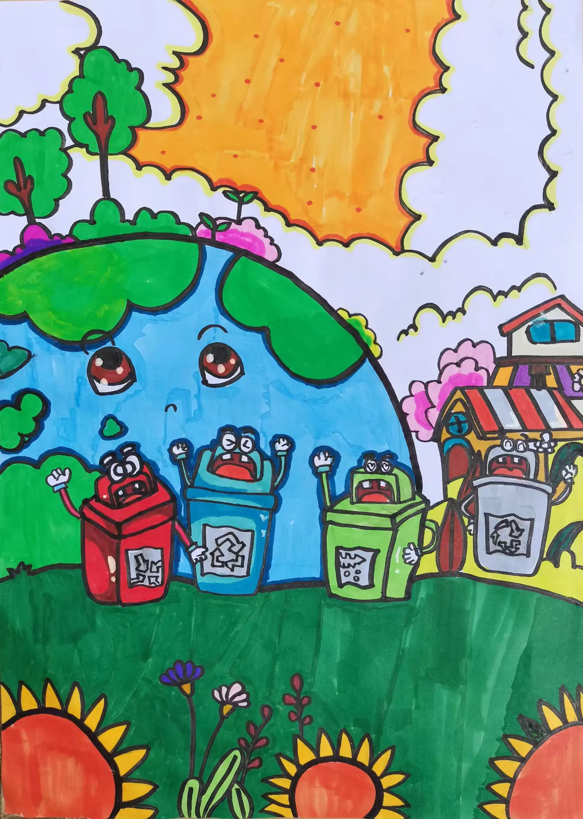 垃圾分类我来绘,绿色环保我践行