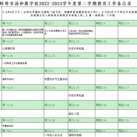 以昂扬的姿态迎接新学期 ——蚌埠市汤和路学校德育处2023年2月大事记