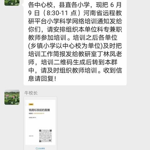 “河南省远程教研平台小学科学网络培训”活动。—高码头镇葛口小学