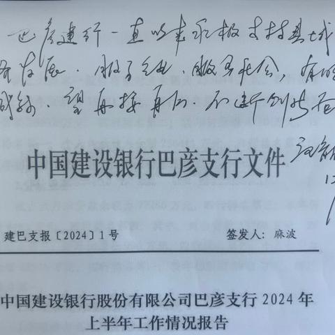 乘势而上开新局，奋楫笃行谱新篇-巴彦支行获县长批示肯定