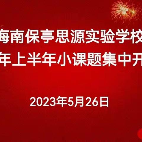 课题开题迎新篇      专家指导促提升   —— 海南保亭思源实验学校上半年小课题集中开题会