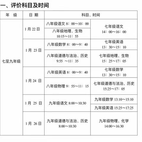 乐平市浯口中学2023—2024学年（上）期末学业评价通知